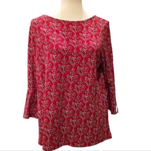 J Jill Red Floral Tunic Women's Size M